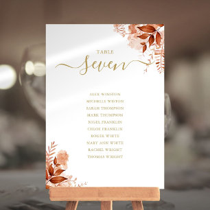 Autumn Fall Gold Seating Plan Table Number