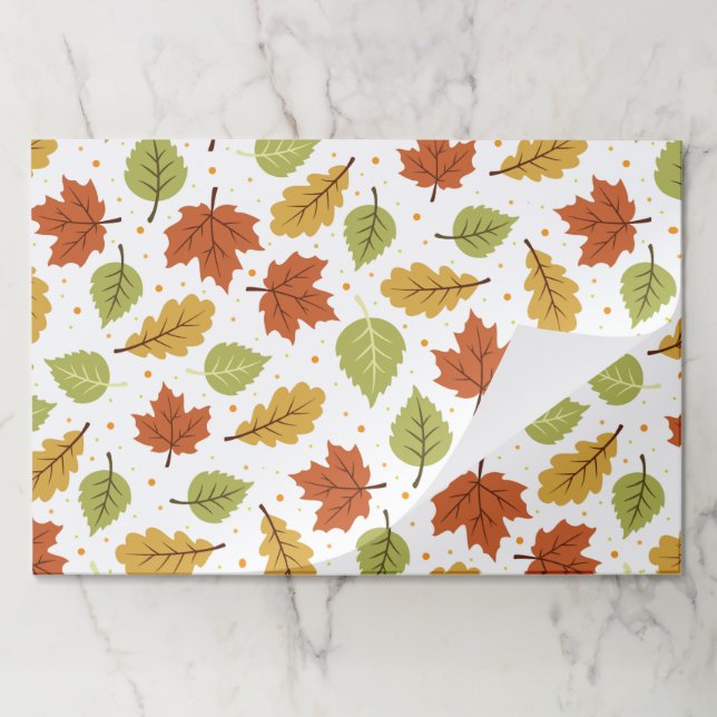 Autumn Fall Green Orange Yellow Leaves Pattern Paper Pad (Folded)