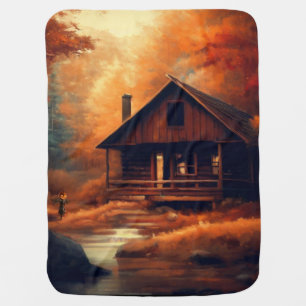 Autumn/Fall/Halloween/rustic painting Baby Blanket