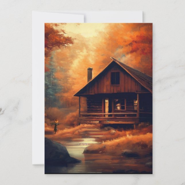 Autumn/Fall/Halloween/rustic painting Holiday Card (Front)