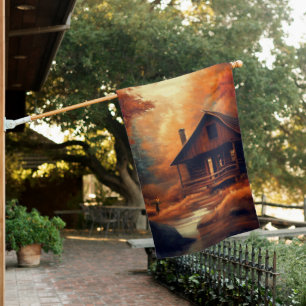 Autumn/Fall/Halloween/rustic painting House Flag