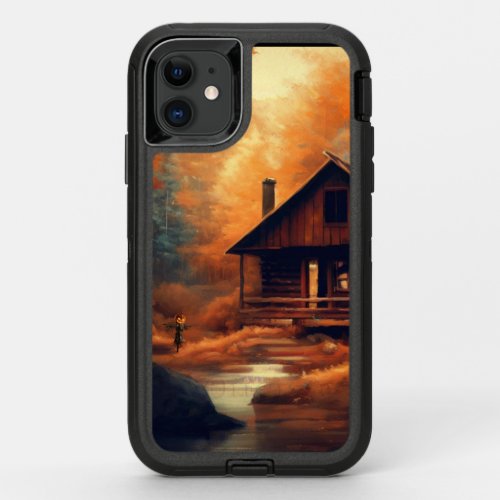 AutumnFallHalloweenrustic painting OtterBox Defender iPhone 11 Case