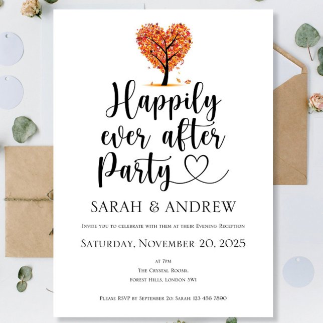 Autumn Fall Happily Ever After Party Wedding Recep Invitation (Creator Uploaded)