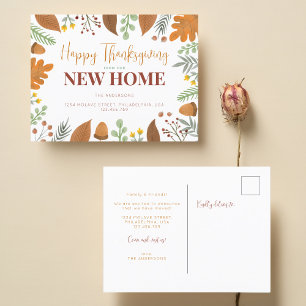 Autumn Fall Happy Thanksgiving from our New Home Announcement Postcard