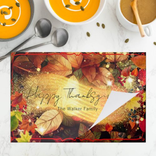 Autumn Fall Happy Thanksgiving Paper Placemat