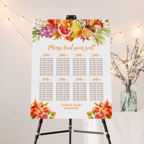 Autumn Fall Harvest 8 Tables Seating Chart Foam Board