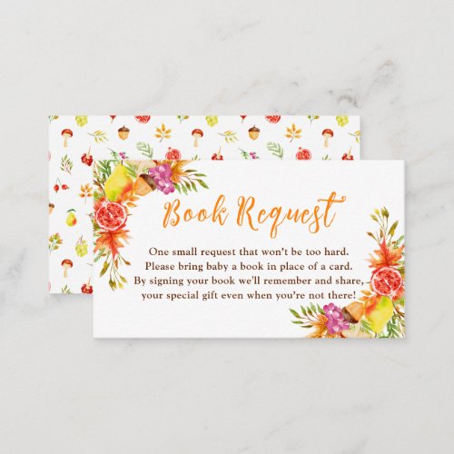 Autumn Fall Harvest Baby Shower Book Request Enclosure Card