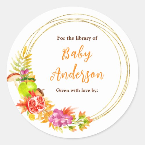 Autumn Fall Harvest Baby Shower Bookplate