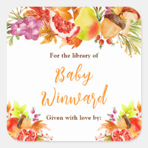 Autumn Fall Harvest Baby Shower Bookplate