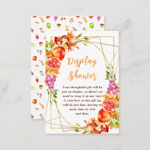 Autumn Fall Harvest Baby Shower Display Shower Enclosure Card