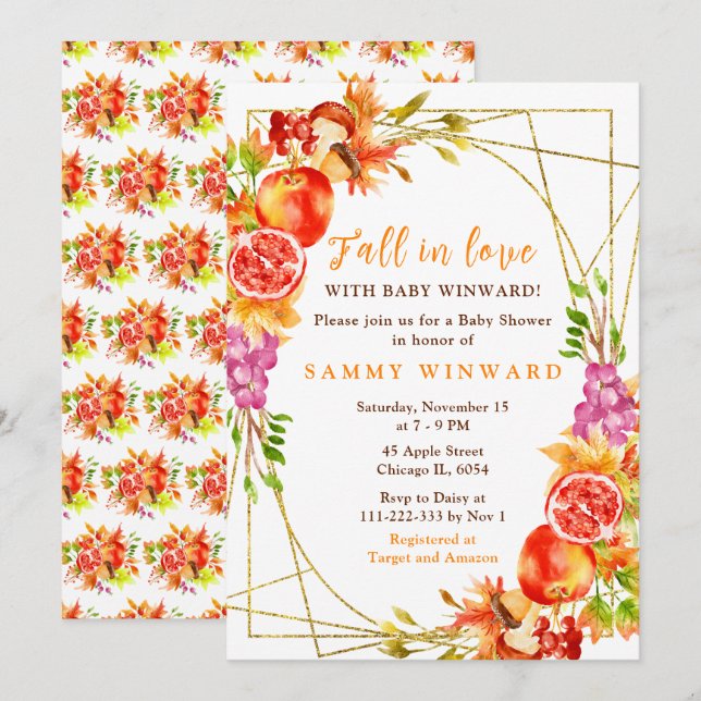 Autumn Fall Harvest Baby Shower Invitation (Front/Back)