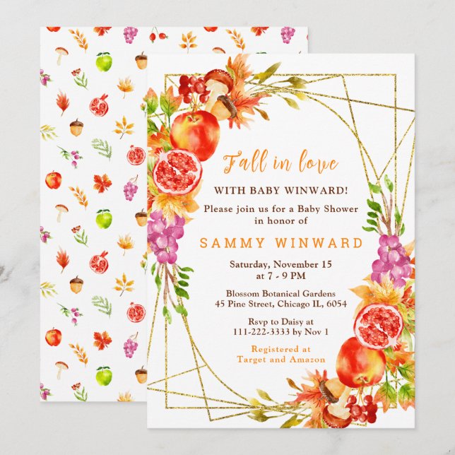 Autumn Fall Harvest Baby Shower Invitation (Front/Back)