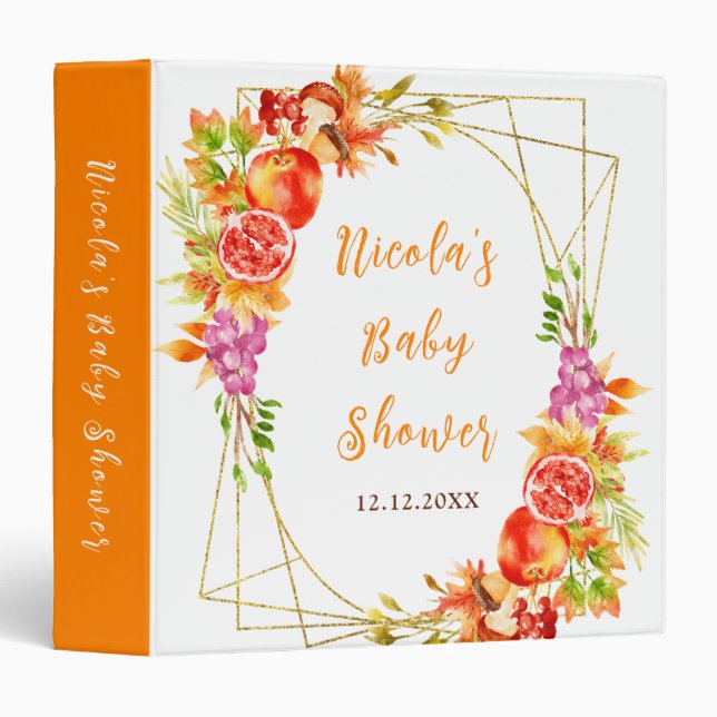 Autumn Fall Harvest Baby Shower Photo Album 3 Ring Binder (Front/Spine)
