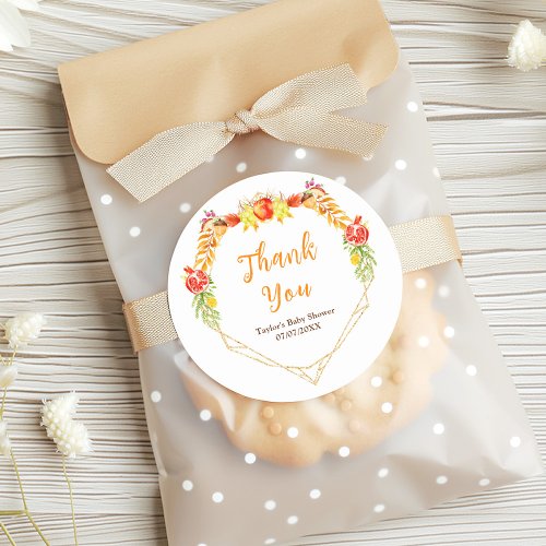 Autumn Fall Harvest Baby Shower Thank You Classic Round Sticker