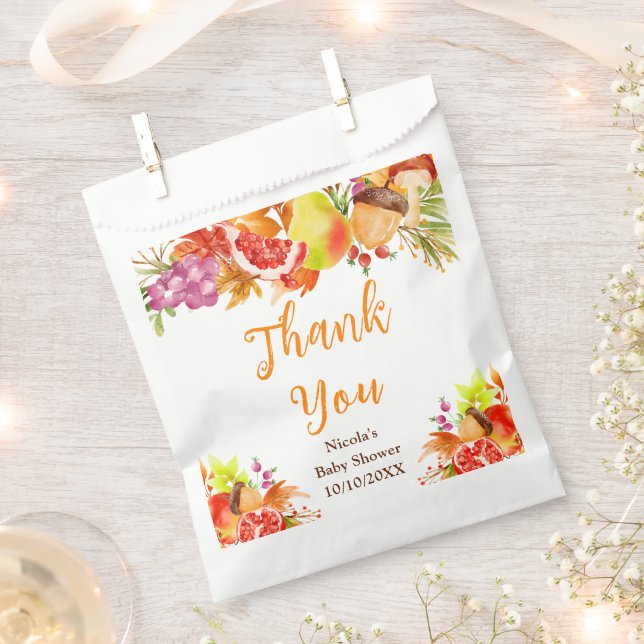 Autumn Fall Harvest Baby Shower Thank You Favor Bag (Clipped)