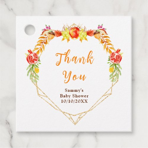 Autumn Fall Harvest Baby Shower Thank You Favor Tags