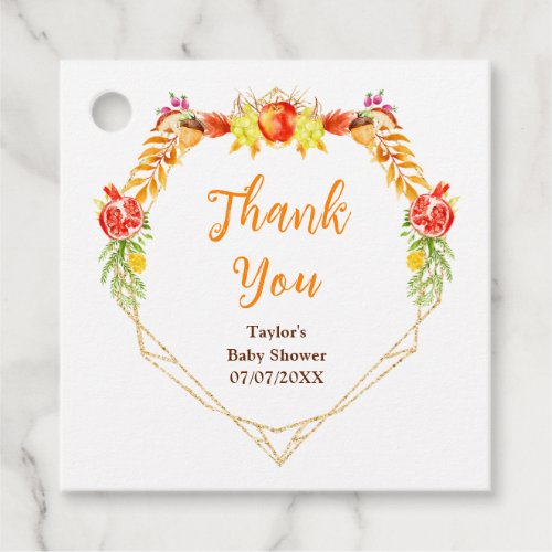 Autumn Fall Harvest Baby Shower Thank You Favor Tags