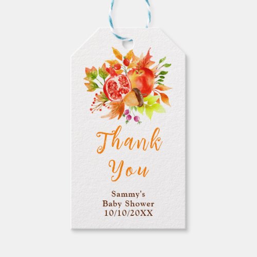 Autumn Fall Harvest Baby Shower Thank You Gift Tags