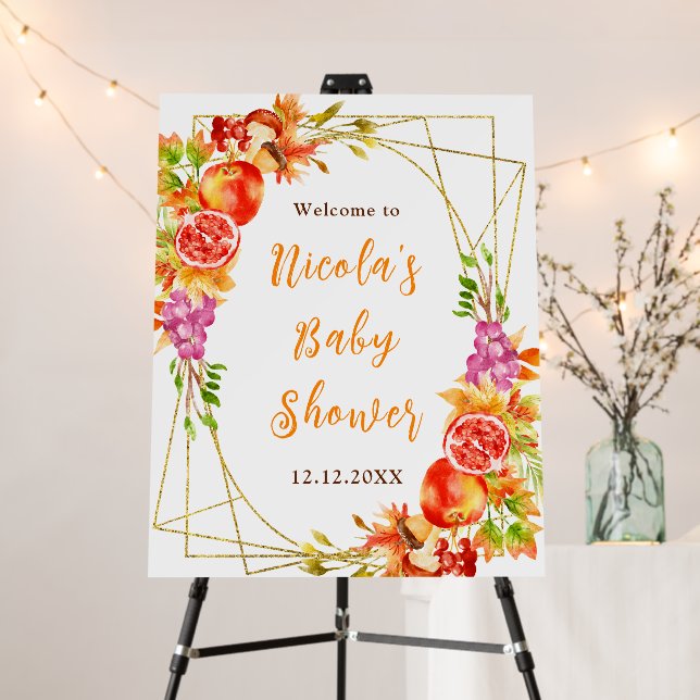 Autumn Fall Harvest Baby Shower Welcome Foam Board (In Situ (Stand))
