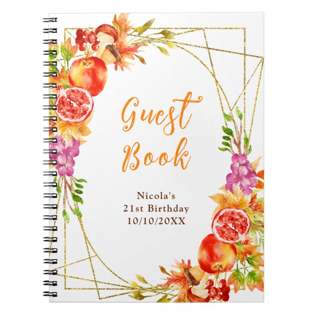 Autumn Fall Harvest Birthday Guest Book (Front)