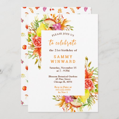 Autumn Fall Harvest Birthday Invitation