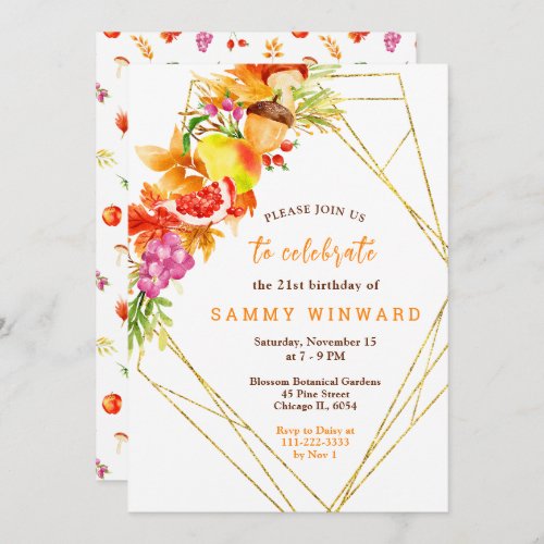 Autumn Fall Harvest Birthday Invitation