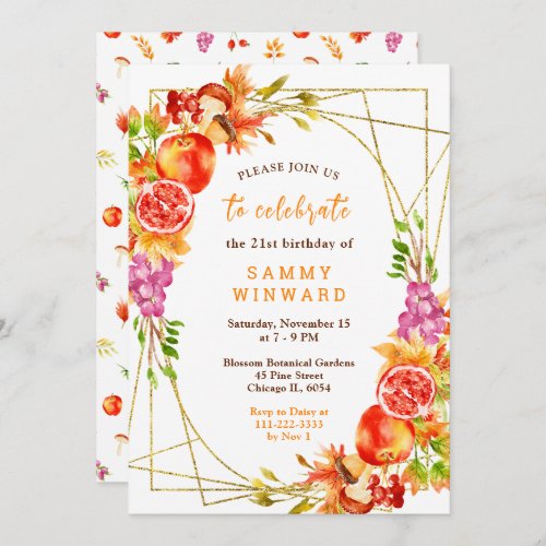 Autumn Fall Harvest Birthday Invitation