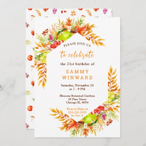 Autumn Fall Harvest Birthday Invitation