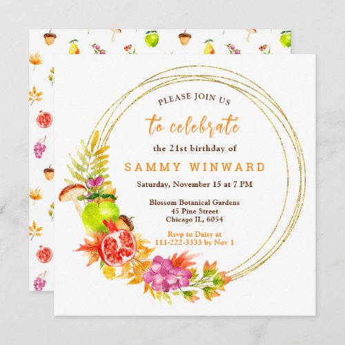 Autumn Fall Harvest Birthday Invitation