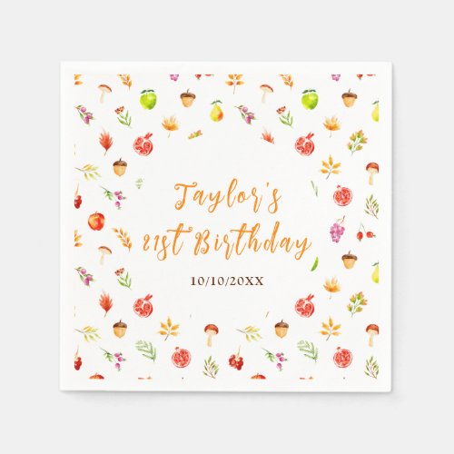 Autumn Fall Harvest Birthday Party Napkins