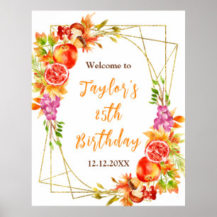 Autumn Fall Harvest Birthday Party Welcome Sign