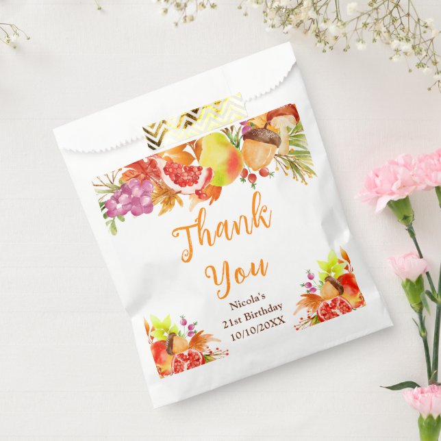 Autumn Fall Harvest Birthday Thank You Favor Bag (Sealed)
