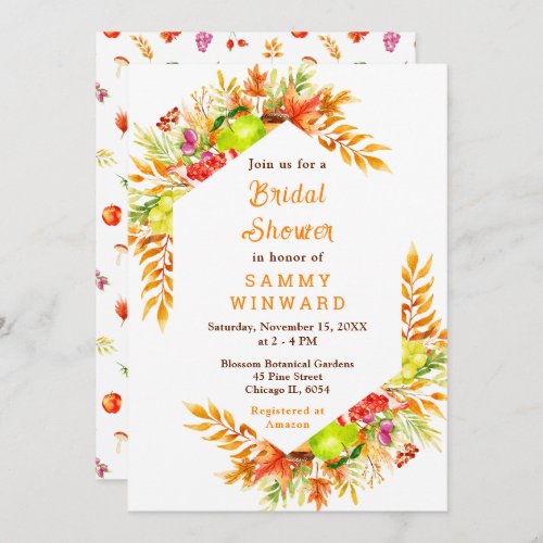 Autumn Fall Harvest Bridal Shower Invitation