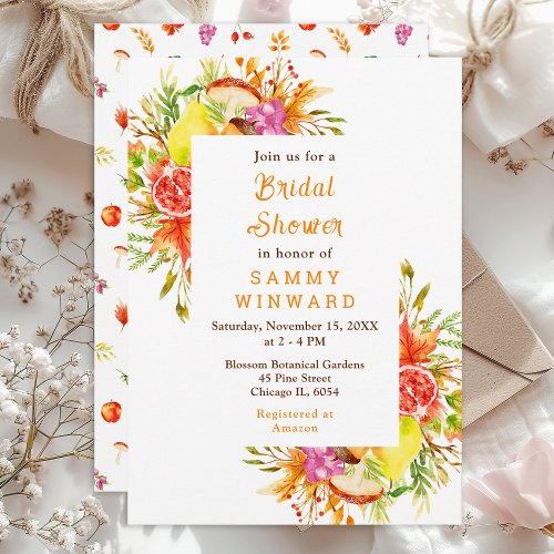 Autumn Fall Harvest Bridal Shower Invitation