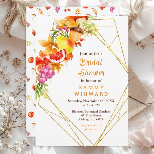 Autumn Fall Harvest Bridal Shower Invitation