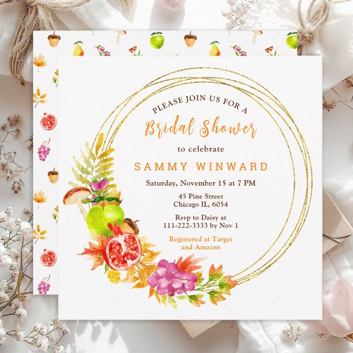 Autumn Fall Harvest Bridal Shower Invitation