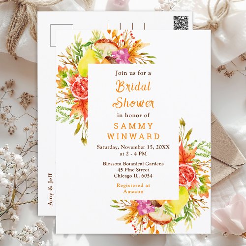 Autumn Fall Harvest Bridal Shower Postcard