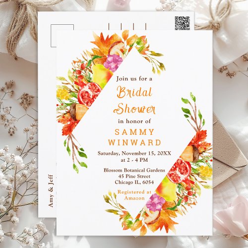 Autumn Fall Harvest Bridal Shower Postcard