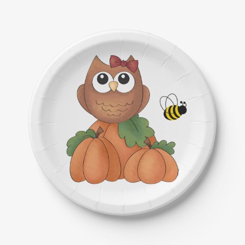 Autumn Fall Harvest Holiday Owl Pumpkin Bumble Bee Paper Plates