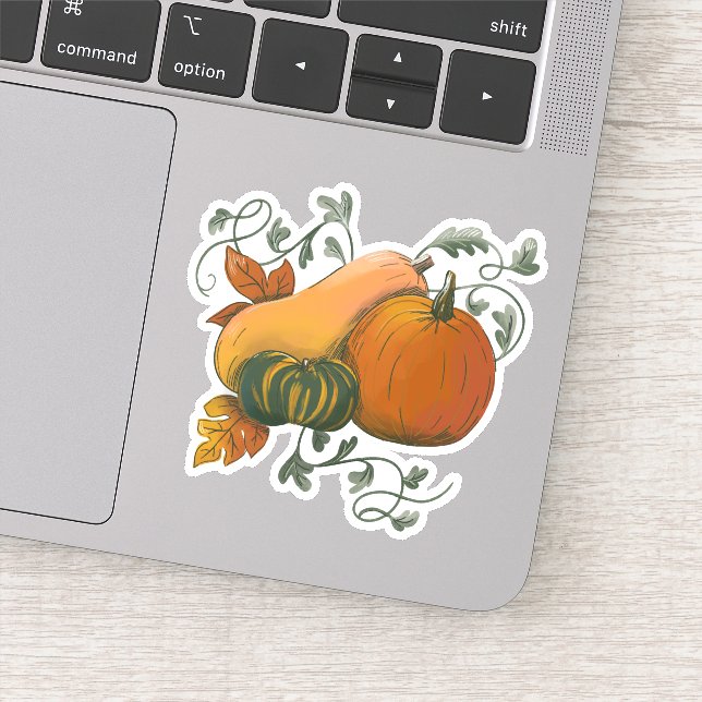 Autumn Fall Harvest Pumpkin Gourd Illustration Sticker (Detail)