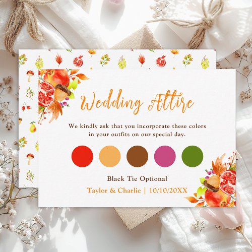 Autumn Fall Harvest Wedding Attire Dress Code Enclosure Card