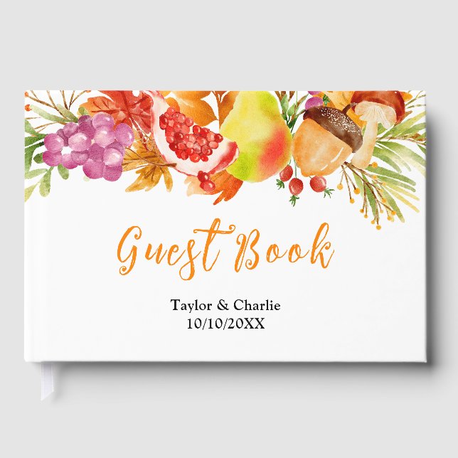 Autumn Fall Harvest Wedding Guest Book (Front)