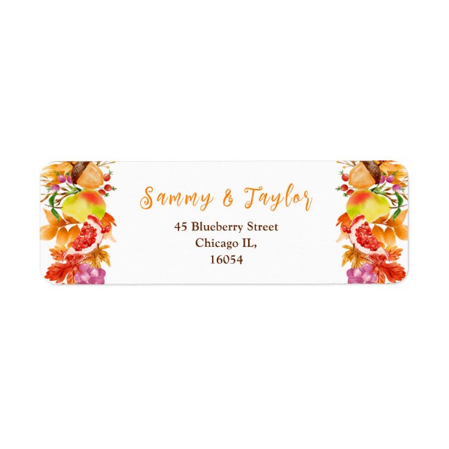 Autumn Fall Harvest Wedding Label (Front)