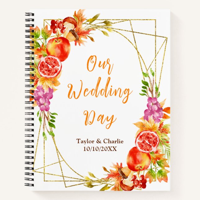 Autumn Fall Harvest Wedding Planner Notebook (Front)