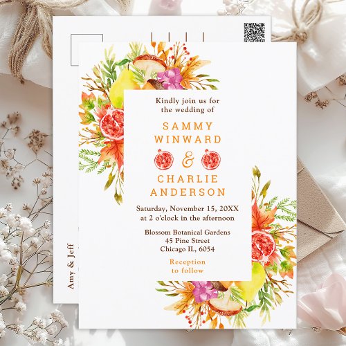 Autumn Fall Harvest Wedding Postcard