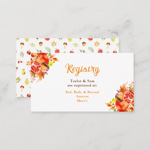 Autumn Fall Harvest Wedding Registry Enclosure Card