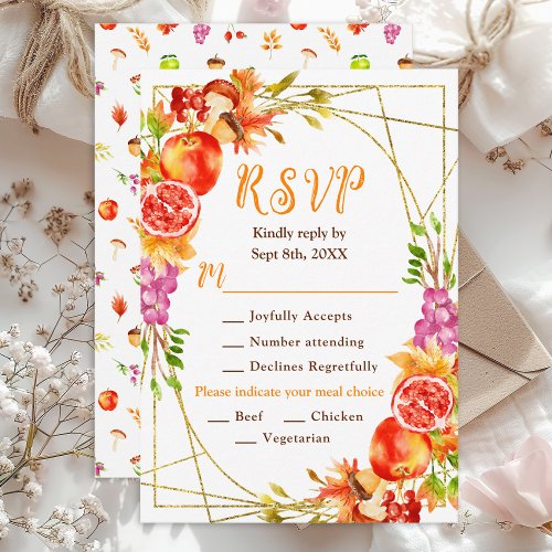 Autumn Fall Harvest Wedding RSVP Card