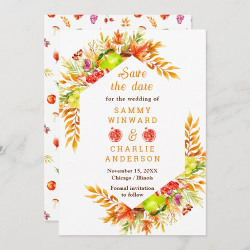 Autumn Fall Harvest Wedding Save The Date