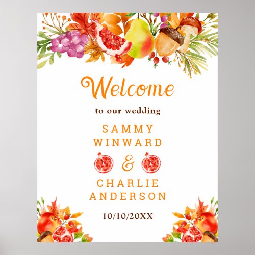 Autumn Fall Harvest Wedding Welcome Sign