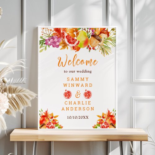 Autumn Fall Harvest Wedding Welcome Sign